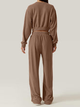 Crisscross Round Neck Top and Drawstring Pants Set OutfitFlow